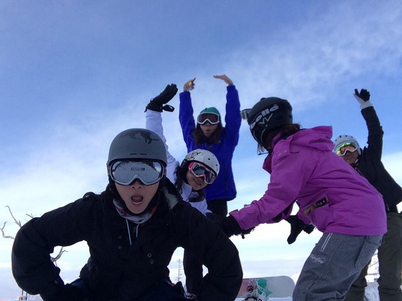 fooling around at the top of the slope