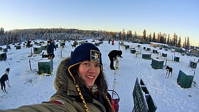DSC01246 The sled dog selection process begins. My first dog at the lead is on