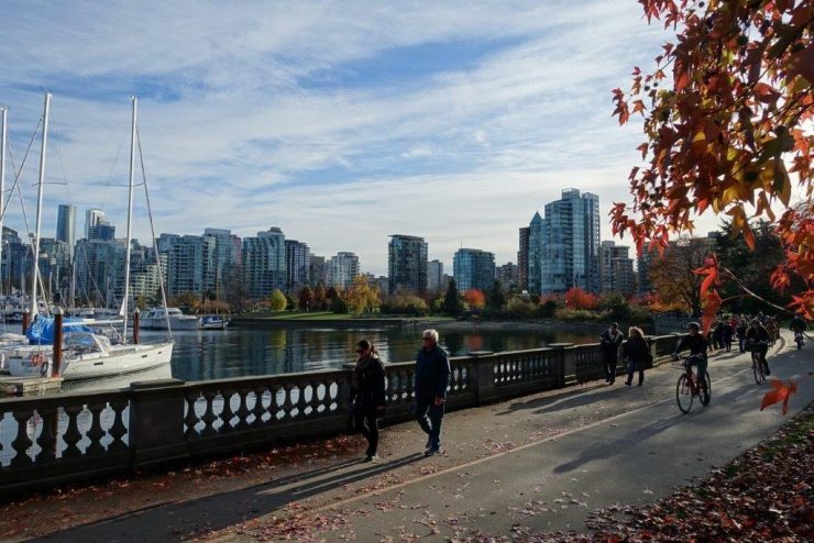 View of harbour and waterfront as you cruise along in Stanley Park
