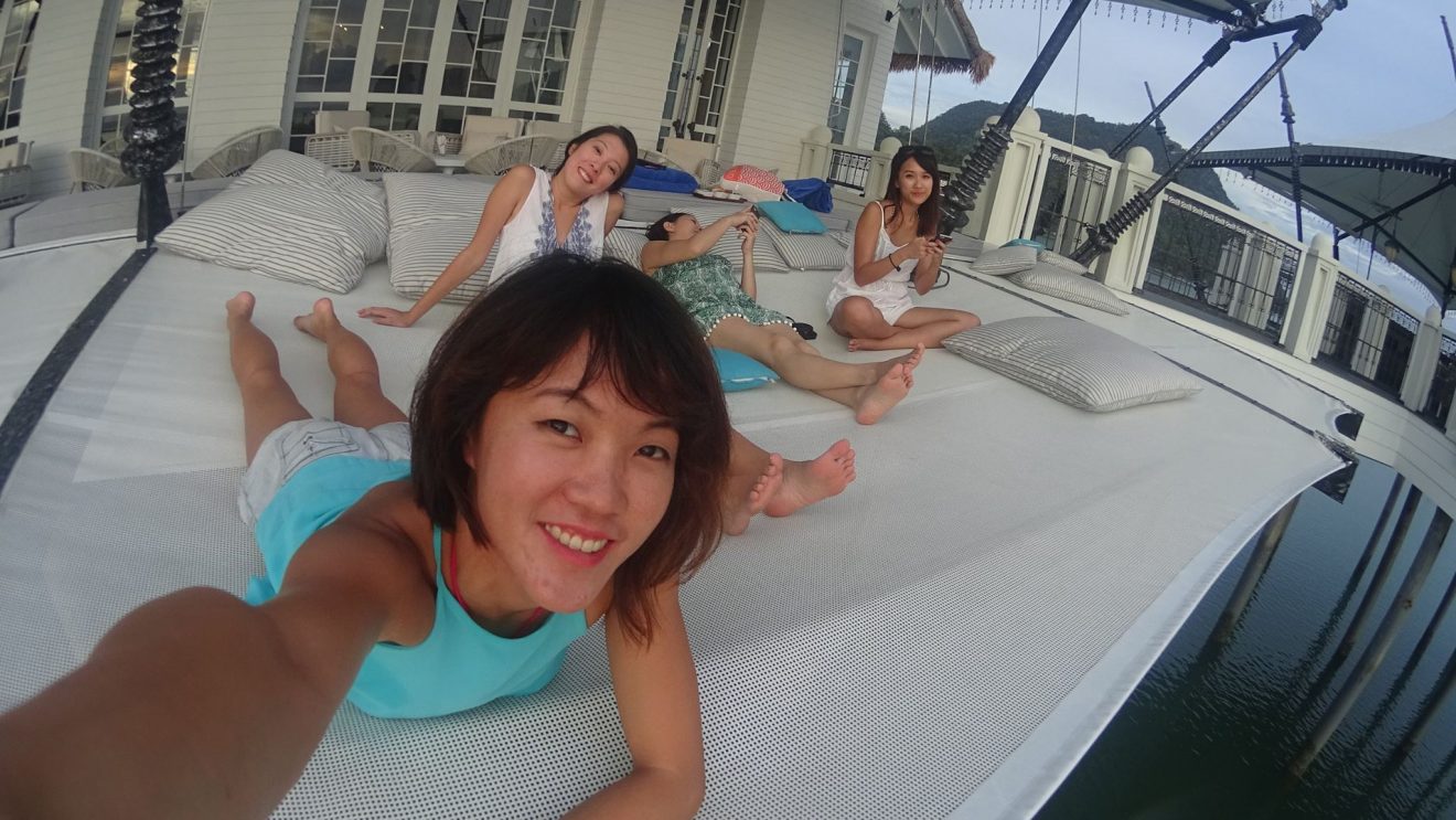 Chilling out at Kayaputi St Regis Langkawi beautiful restaurant with the view of sunset