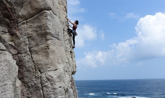 Rock Climbing on sand stone rock in longdong jiufen in taiwan | Best Climbing Destinations