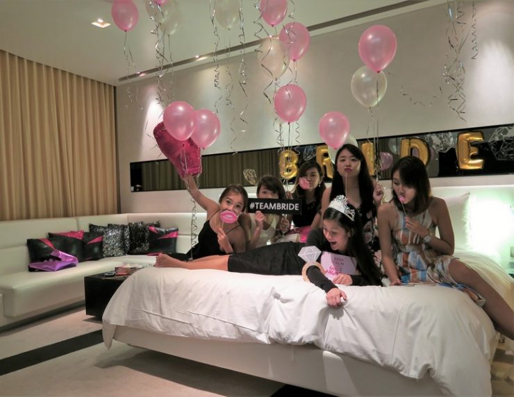 Going crazy with props and balloons before the party | Hen night bangkok bachelorette party
