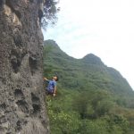 High Above the ground rock climbing