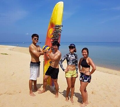 Enjoying a game of volleyballEnjoying a game of volleyball