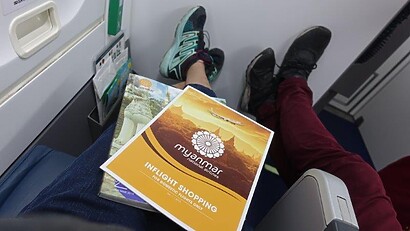 Amazing leg room on our flight towards Yangon. Such a good stretch