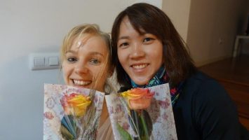 Agness and me with our Catalonia flag colour roses, prettiest things ever