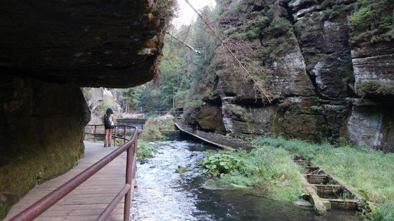 Walking along Gorges of Kamenice river