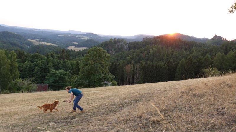 Cez playing catch with the dog at Krizovy vrch