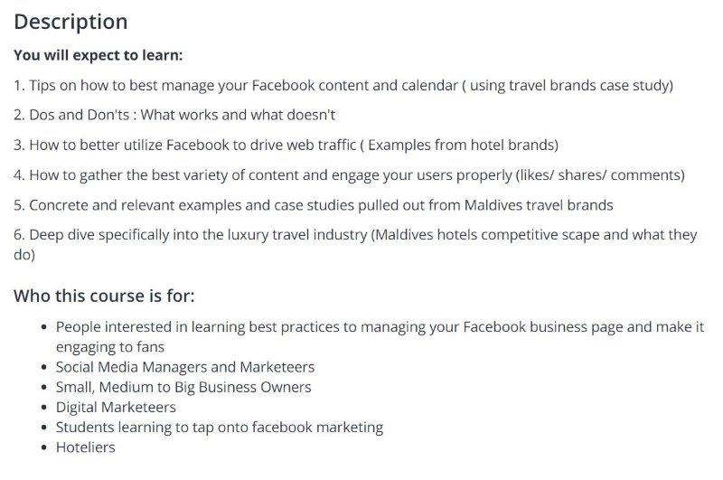 Learn how to effectively use facebook to get engagement and conversions for travel or hotel brands. Simple content marketing online course for hoteliers.