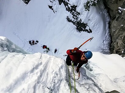 ice climbing from the top