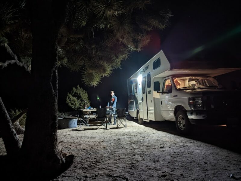 campervaning at night in death valley cez