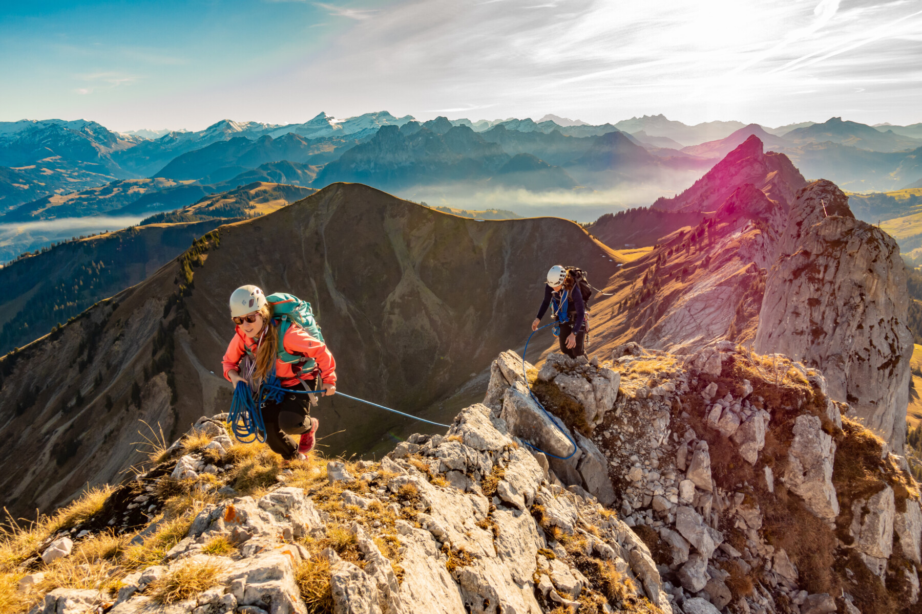 climbing in the mountains