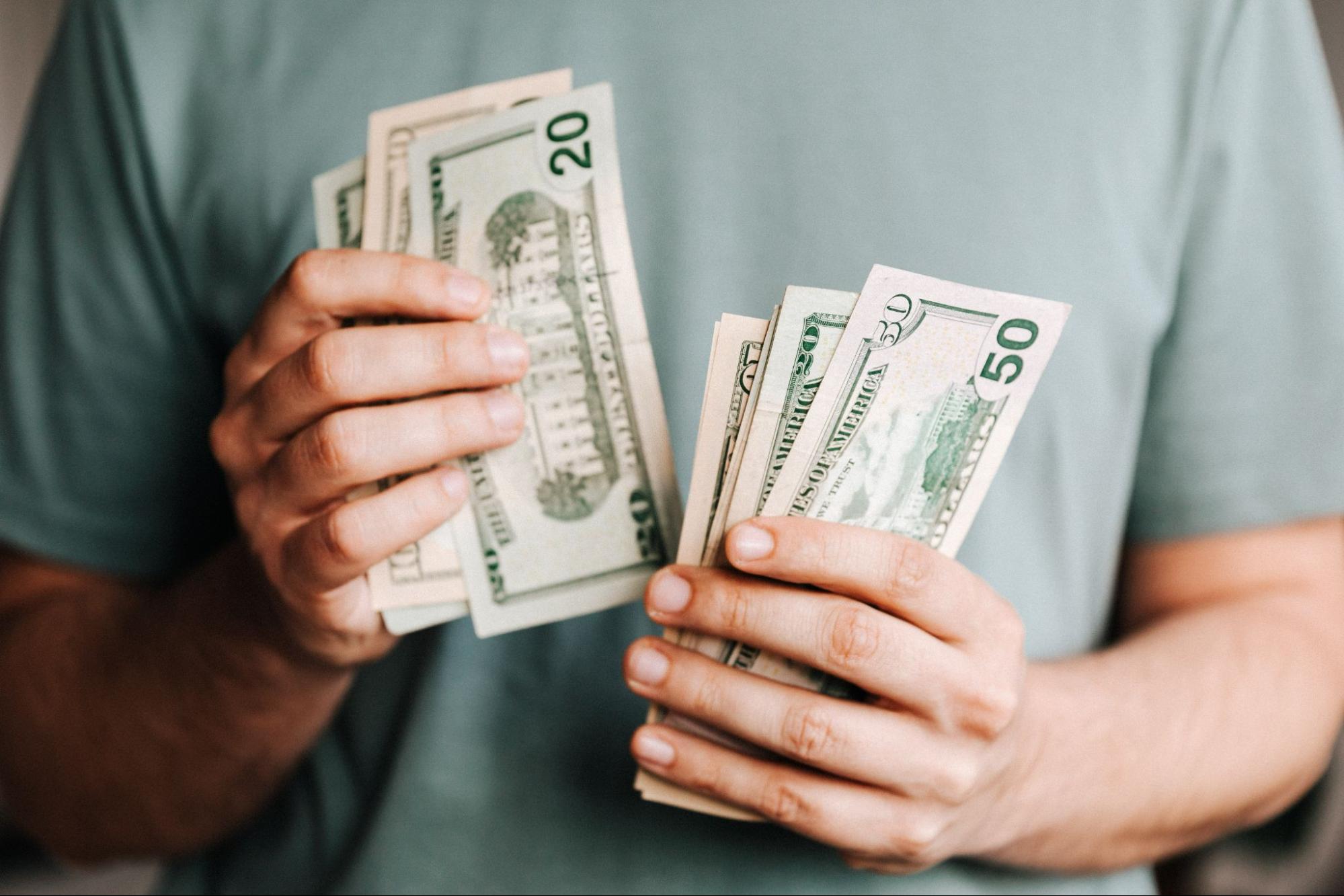 counting money Always check your bills before leaving the shop