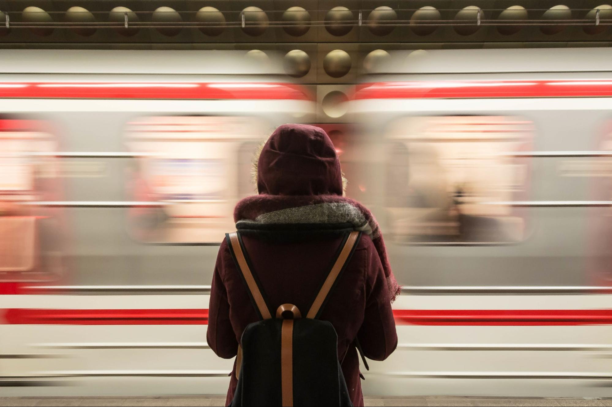 standing in front of the metro Avoid standing near the platform when possible to avoid accidents.