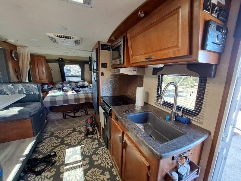 sink and amenities inside rv campervan