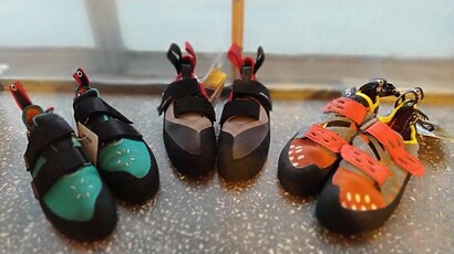 three pairs of climbing shoes three pairs of climbing shoes five ten la sportiva