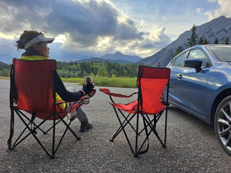 red outdoor camping chairs