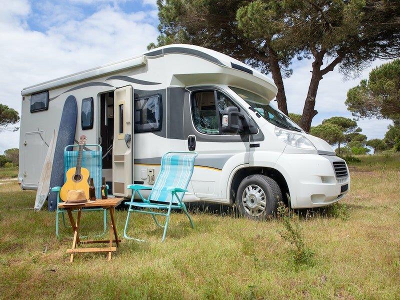 campervan in the grassy outdoors