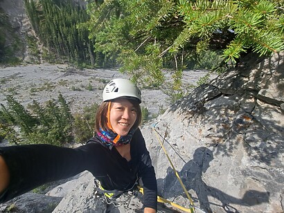 starting a rock climb in the rural mountainside