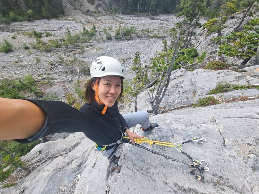 top down aerial view while rock climbing with white safety helmet Rock Climbing Destinations in the united states